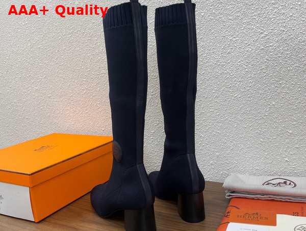 Hermes Fontaine 60 Boot in Navy Blue Knit Replica