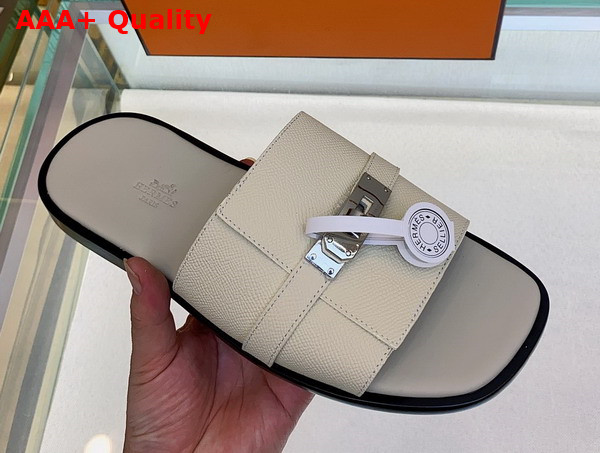 Hermes Gabriel Sandal in Beige Epsom Calfskin Replica