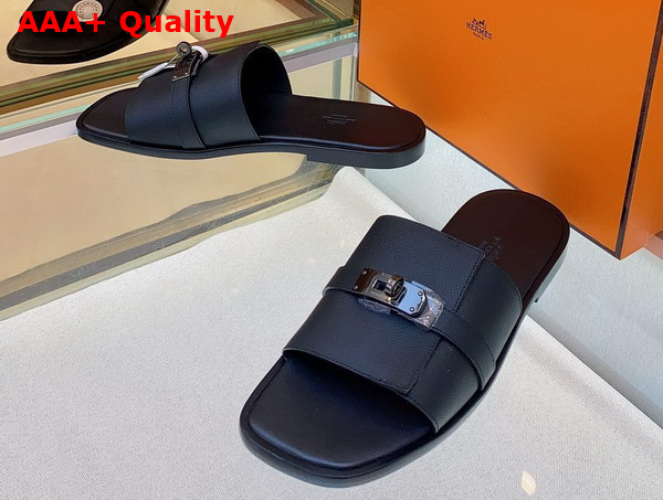 Hermes Gabriel Sandal in Black Epsom Calfskin Replica