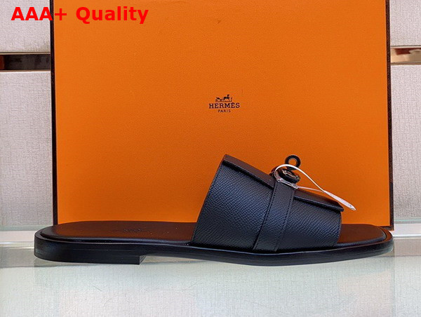 Hermes Gabriel Sandal in Black Epsom Calfskin Replica