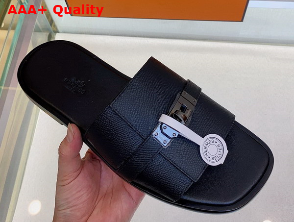 Hermes Gabriel Sandal in Black Epsom Calfskin Replica