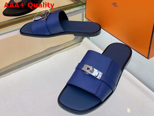 Hermes Gabriel Sandal in Blue Epsom Calfskin Replica