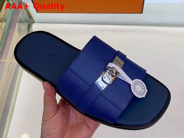 Hermes Gabriel Sandal in Blue Epsom Calfskin Replica