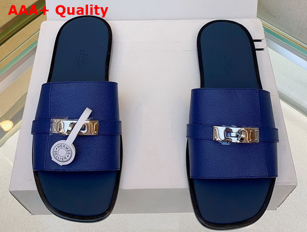 Hermes Gabriel Sandal in Blue Epsom Calfskin Replica