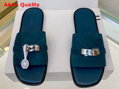 Hermes Gabriel Sandal in Blue Suede Calfskin Replica