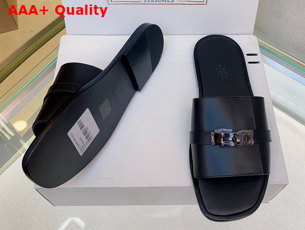 Hermes Gabriel Sandal in Noir Calfskin Replica