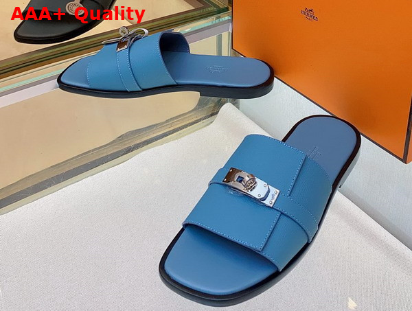 Hermes Gabriel Sandal in Sky Blue Epsom Calfskin Replica