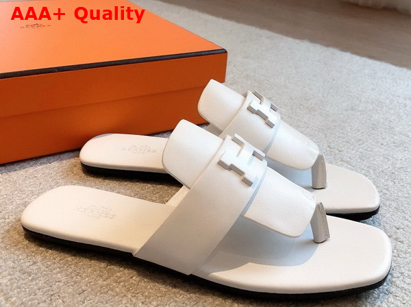 Hermes Galerie Sandal in Blanc Calfskin Replica