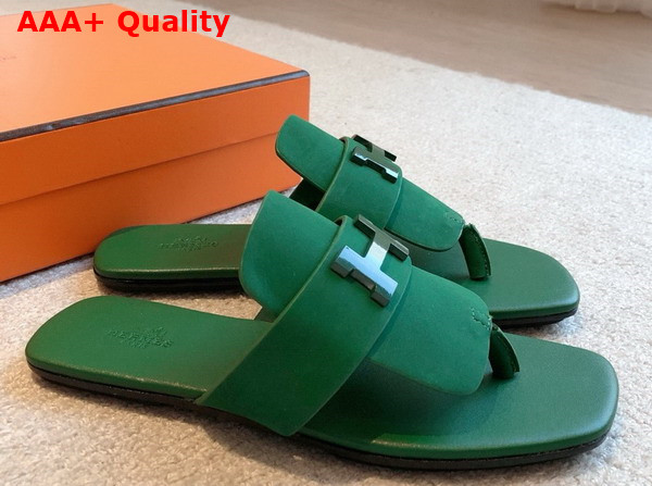 Hermes Galerie Sandal in Vert Lierre Suede Goatskin Replica