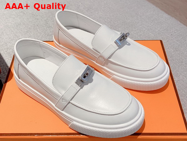 Hermes Game Slip On Sneaker in Blanc Calfskin Replica