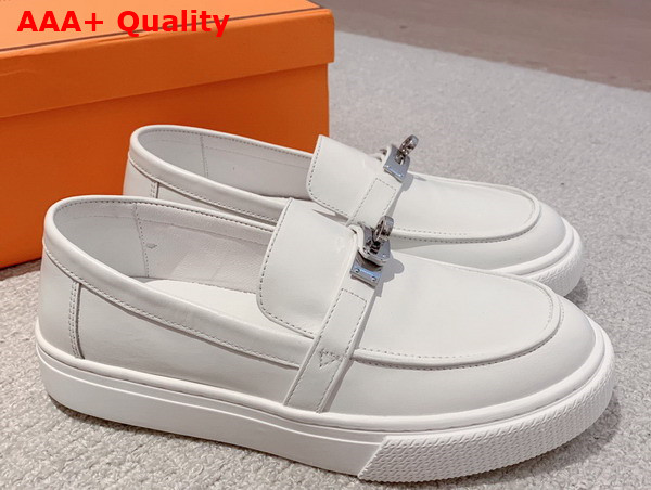 Hermes Game Slip On Sneaker in Blanc Calfskin Replica