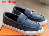 Hermes Game Slip On Sneaker in Blue Suede Goatskin Replica