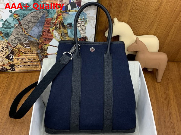 Hermes Garden File 28 Bag in Navy Blue Canvas Replica