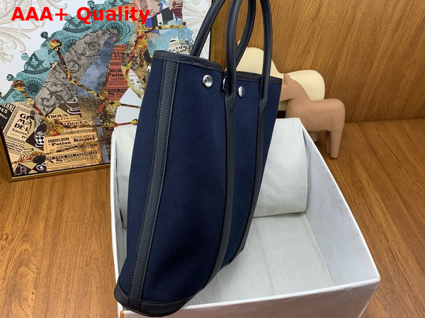 Hermes Garden File 28 Bag in Navy Blue Canvas Replica