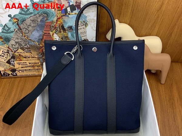 Hermes Garden File 28 Bag in Navy Blue Canvas Replica