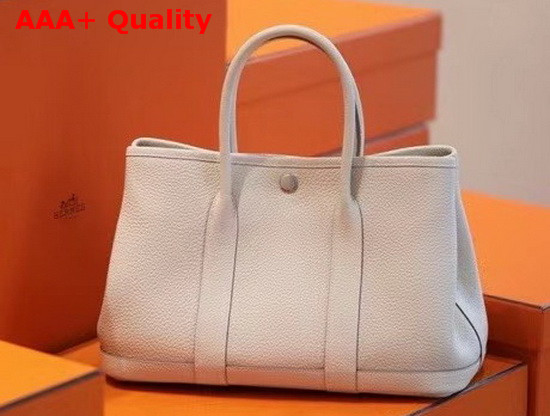 Hermes Garden Party 30 Bag in Beige Taurillon Clemence Leather Replica