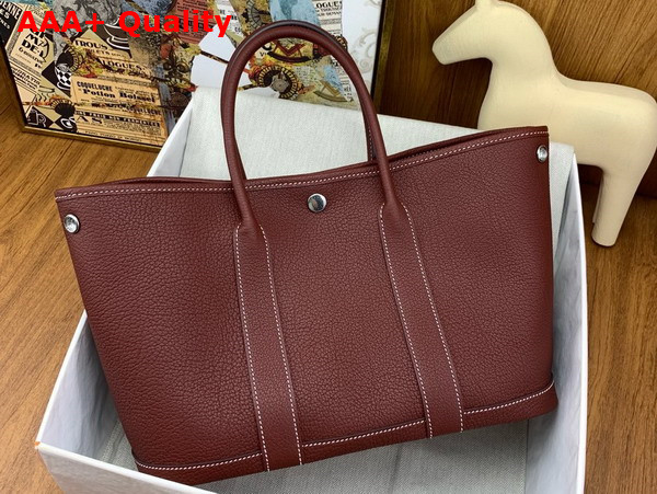 Hermes Garden Party 30 Bag in Burgundy Negonda Leather Replica