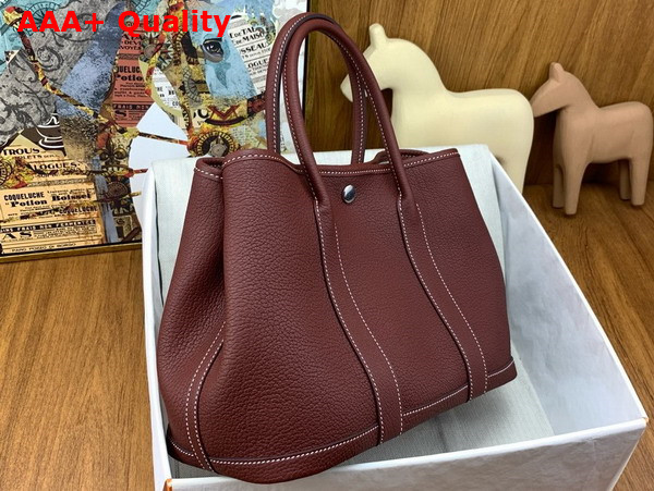 Hermes Garden Party 30 Bag in Burgundy Negonda Leather Replica