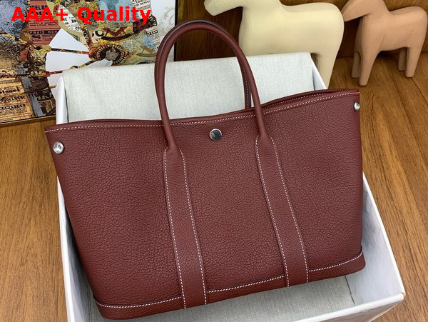 Hermes Garden Party 30 Bag in Burgundy Negonda Leather Replica