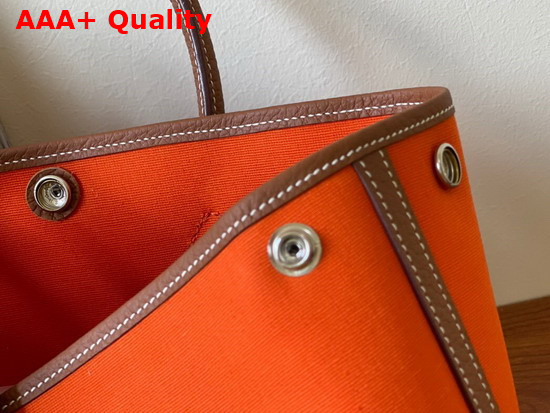 Hermes Garden Party 30 Bag in Canvas and Leather Orange and Tan Replica