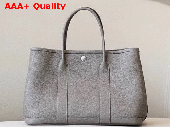 Hermes Garden Party 30 Bag in Grey Taurillon Clemence Leather Replica