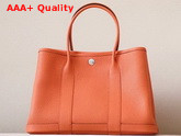 Hermes Garden Party 30 Bag in Orange Taurillon Clemence Leather Replica