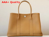 Hermes Garden Party 30 Bag in Tan Taurillon Clemence Leather Replica