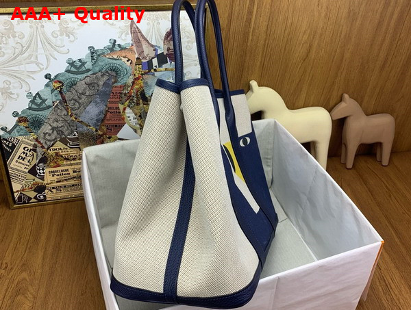 Hermes Garden Party 36 Bag in H Plume Canvas with Teddy H Motif and Negonda Calfskin Replica