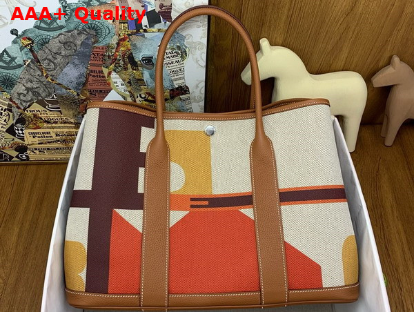 Hermes Garden Party 36 Bag in H Plume Hermes Pacific Canvas Replica