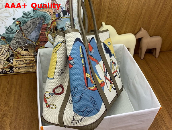 Hermes Garden Party 36 Bag in Printed Canvas and Negonda Calfskin Multicolor Grey Replica