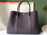 Hermes Garden Party 36 Bag in Purple Country Cowhide with Printed Chevron Canvas Lining Hand Stitching Replica