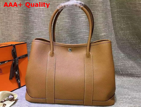 Hermes Garden Party Bag in Tan Togo Leather Replica