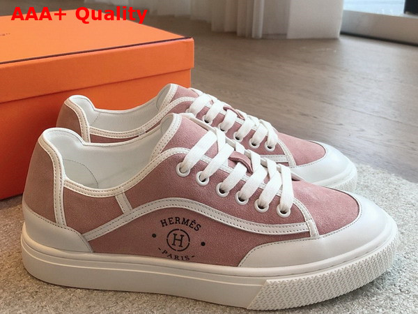 Hermes Get Sneaker Rose Porcelaine Blanc Suede Goatskin Replica