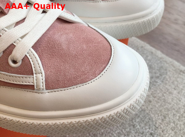 Hermes Get Sneaker Rose Porcelaine Blanc Suede Goatskin Replica