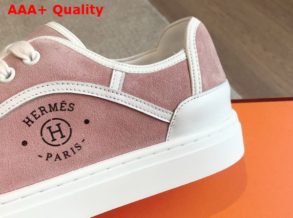 Hermes Get Sneaker Rose Porcelaine Blanc Suede Goatskin Replica