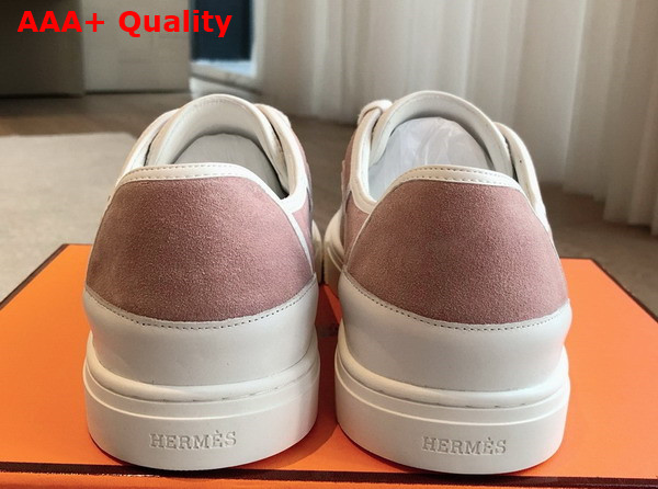 Hermes Get Sneaker Rose Porcelaine Blanc Suede Goatskin Replica