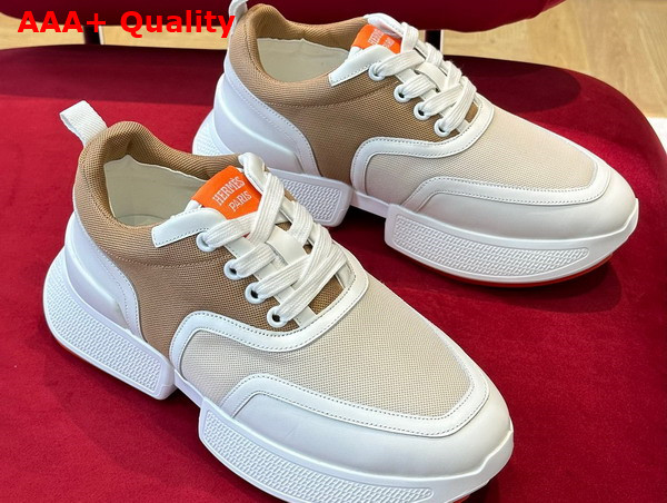 Hermes Giga Sneaker in Beige Stitched Mesh and Calfskin Replica