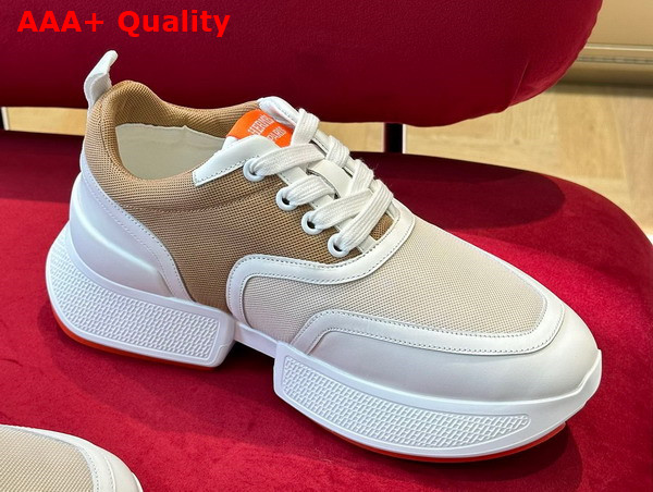 Hermes Giga Sneaker in Beige Stitched Mesh and Calfskin Replica