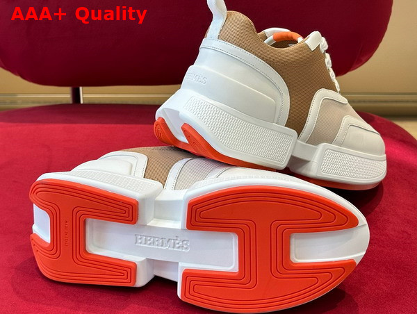 Hermes Giga Sneaker in Beige Stitched Mesh and Calfskin Replica