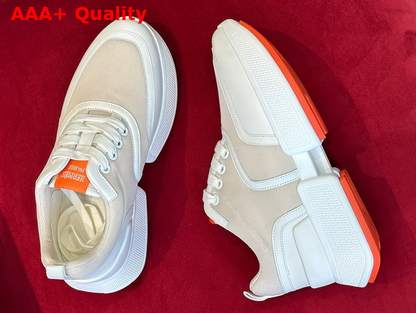 Hermes Giga Sneaker in Stitched Mesh and Calfskin Beige Replica