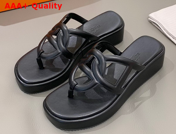 Hermes Gipsy Sandal in Black Nappa Leather Replica