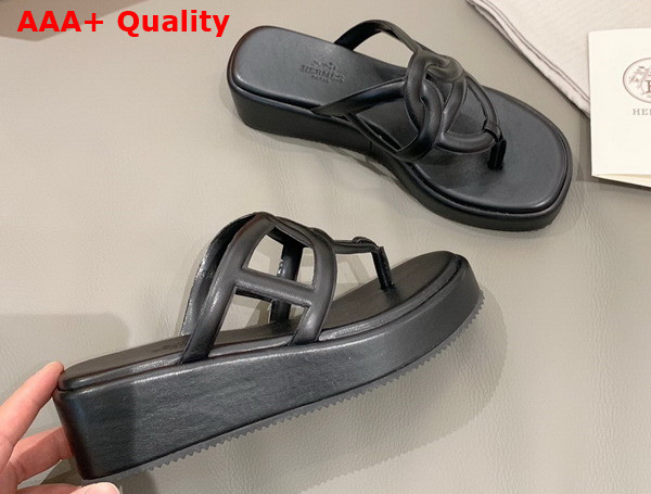 Hermes Gipsy Sandal in Black Nappa Leather Replica