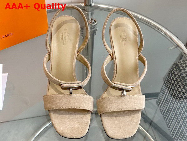 Hermes Glamour 75 Sandal in Beige Suede Goatskin Replica