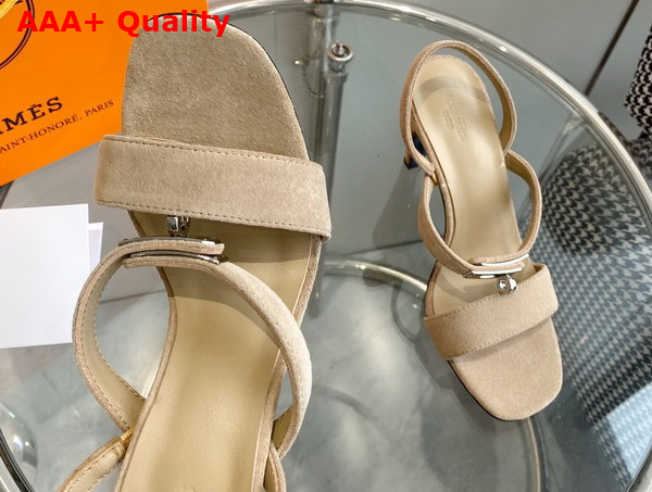 Hermes Glamour 75 Sandal in Beige Suede Goatskin Replica