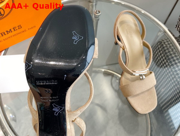 Hermes Glamour 75 Sandal in Beige Suede Goatskin Replica