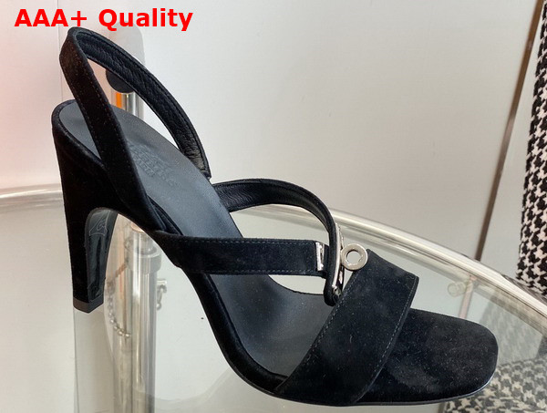 Hermes Glamour 75 Sandal in Black Suede Goatskin Replica