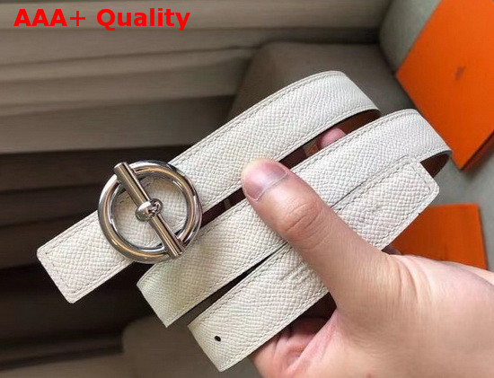 Hermes Glenan Belt Buckle and Reversible Leather Strap 24 mm Swift and Epsom Calfskin Tan White Replica