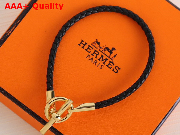 Hermes Glenan Bracelet in Noir Swift Calfskin Replica