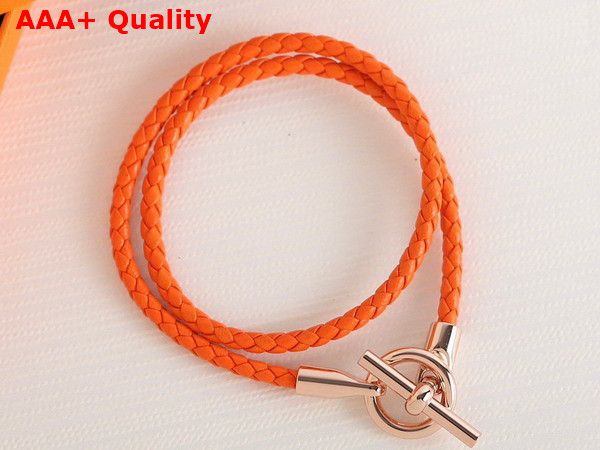 Hermes Glenan Double Tour Bracelet Orange Minium Sakura Swift Calfskin Replica