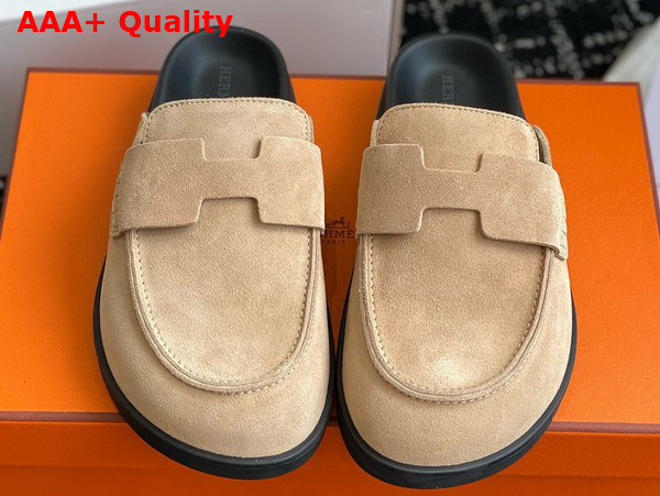 Hermes Go Mule in Beige Argile Suede Goatskin Replica